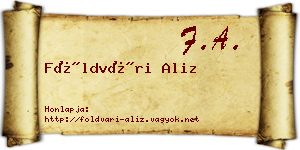 Földvári Aliz névjegykártya